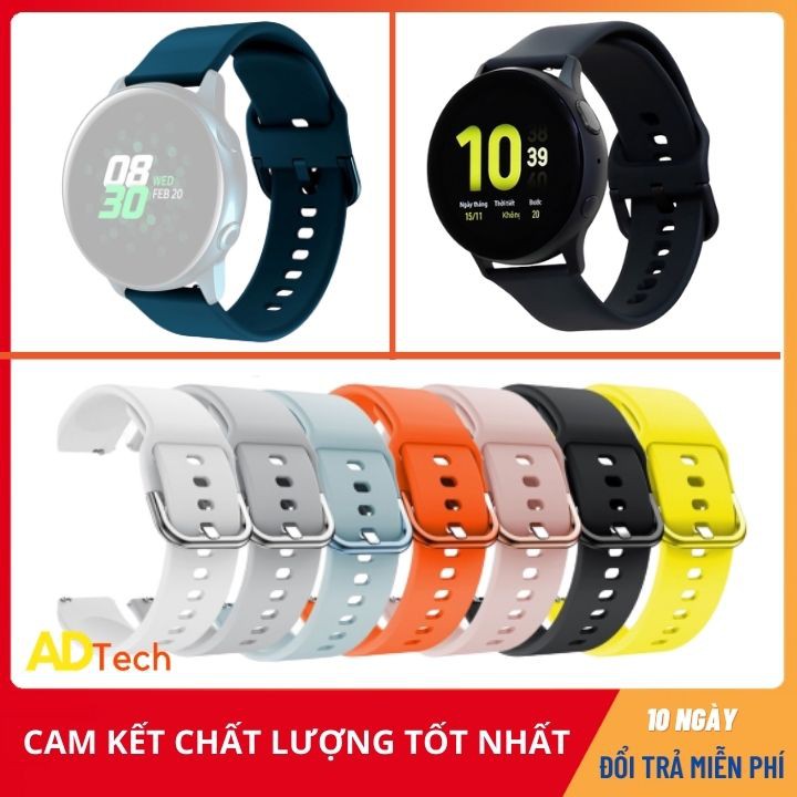 Dây cao su/ Silicon 20mm cho đồng hồ thông minh, đủ màu, có chốt thông minh, lắp được cho nhiều loại đồng hồ