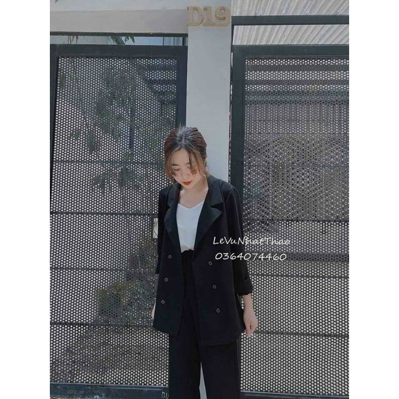 set vest đen basic 2 món