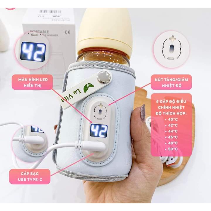 Máy Ủ Bình Sữa Di Động Thông Minh La Vita phù hợp với mọi loại bình sữa (dây sạc ko kèm Adapter) (katydang)