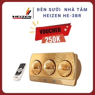 Đèn sưởi Heizen 3 bóng vàng HE3BR - Có điều khiển từ xa - Bảo hành chính hãng