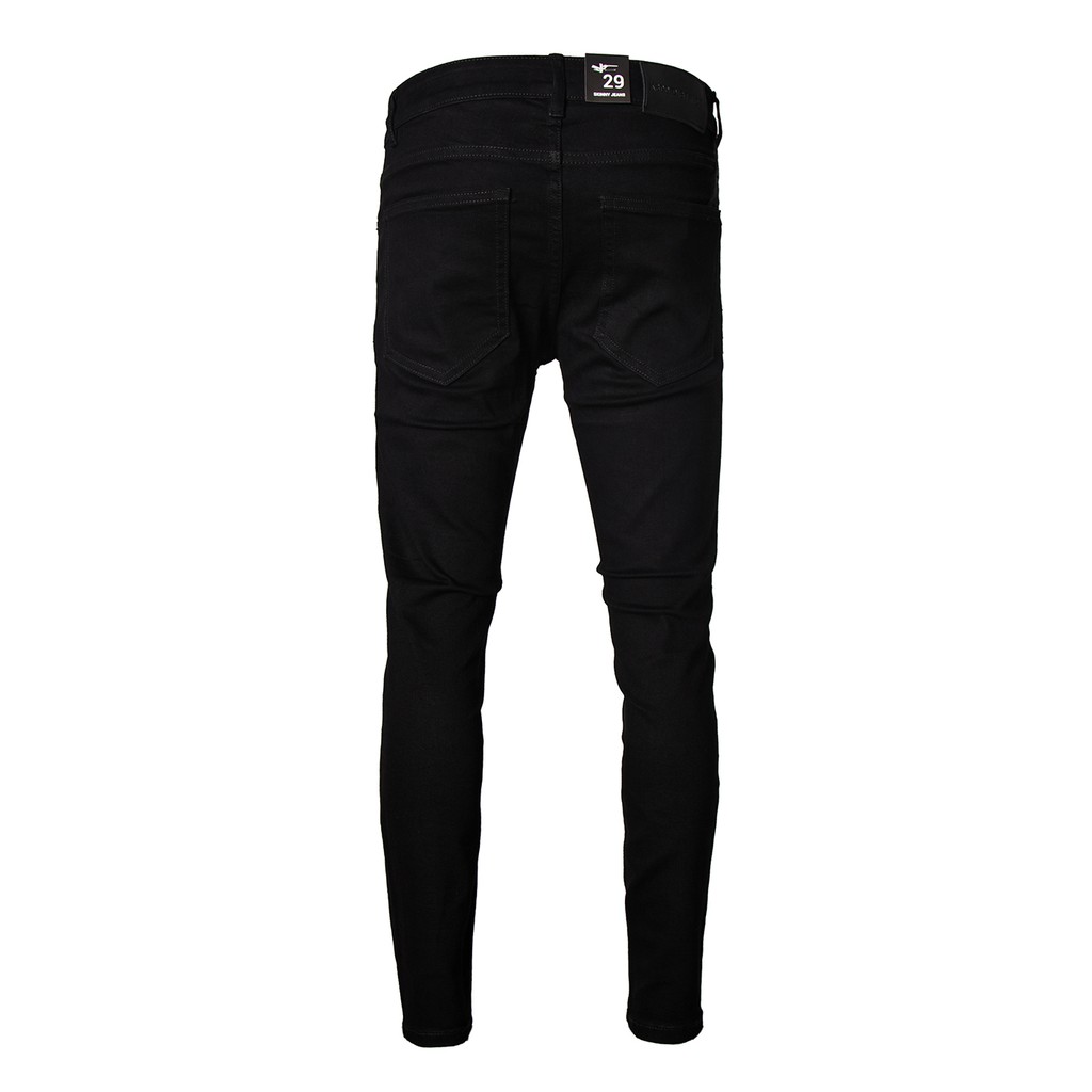 Quần Skinny Jeans Nam-Màu Đen-Rách Gối To-Chất Liệu Cotton Co Giãn-Ống Đứng Dáng-Ống Ôm Chân Chuẩn Skinny