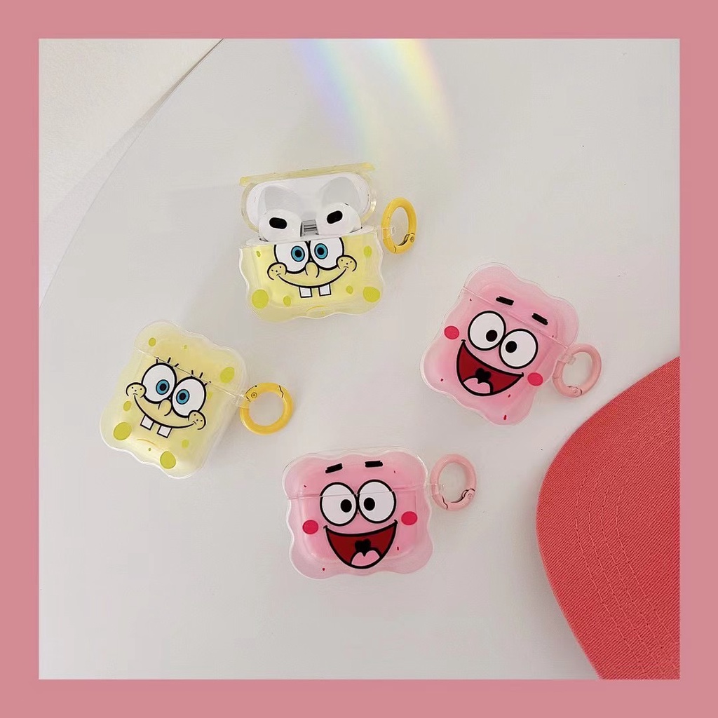Vỏ Bảo Vệ Hộp Sạc Tai Nghe Bluetooth airpods 1 2 pro Bằng tpu Mềm Hình Spongebob Patrick
