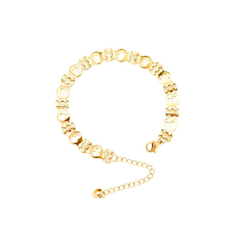 Vòng tay dây xích bằng thép titan dày 18k họa tiết hình học phong cách hiphop cho nữ