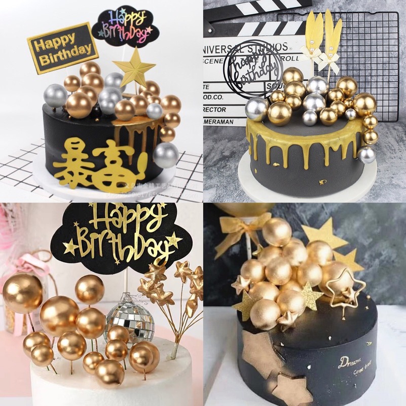 Set 20 Phụ Kiện Trang Trí Bánh Kem Hình Quả Bóng Nhiều Màu