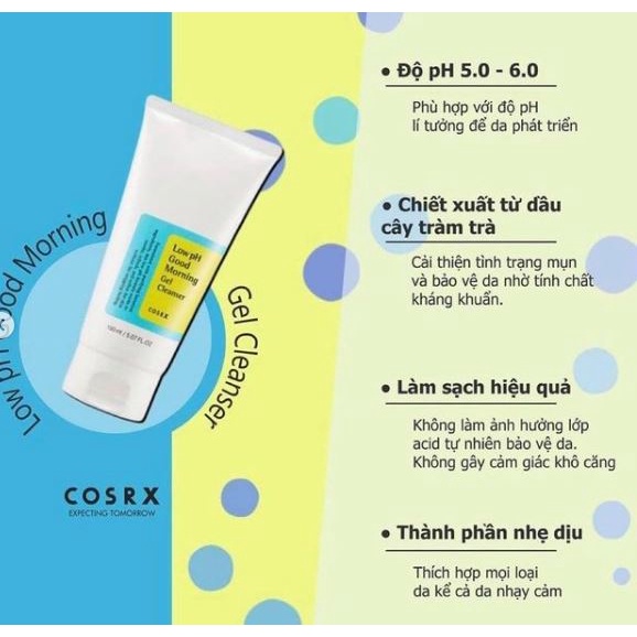 [BILL LOTTE DUTY- Trượt phía sau xem bill mua] SỮA RỬA MẶT COSRX LOW PH GOOD MORNING GEL CLEANSER