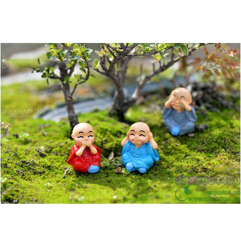 Tượng Nhà sư vui vẻ - Mô hình tượng Mini, trang trí tiểu cảnh terrium, sân vườn, quà tặng lưu niệm, trang trí xe hơi
