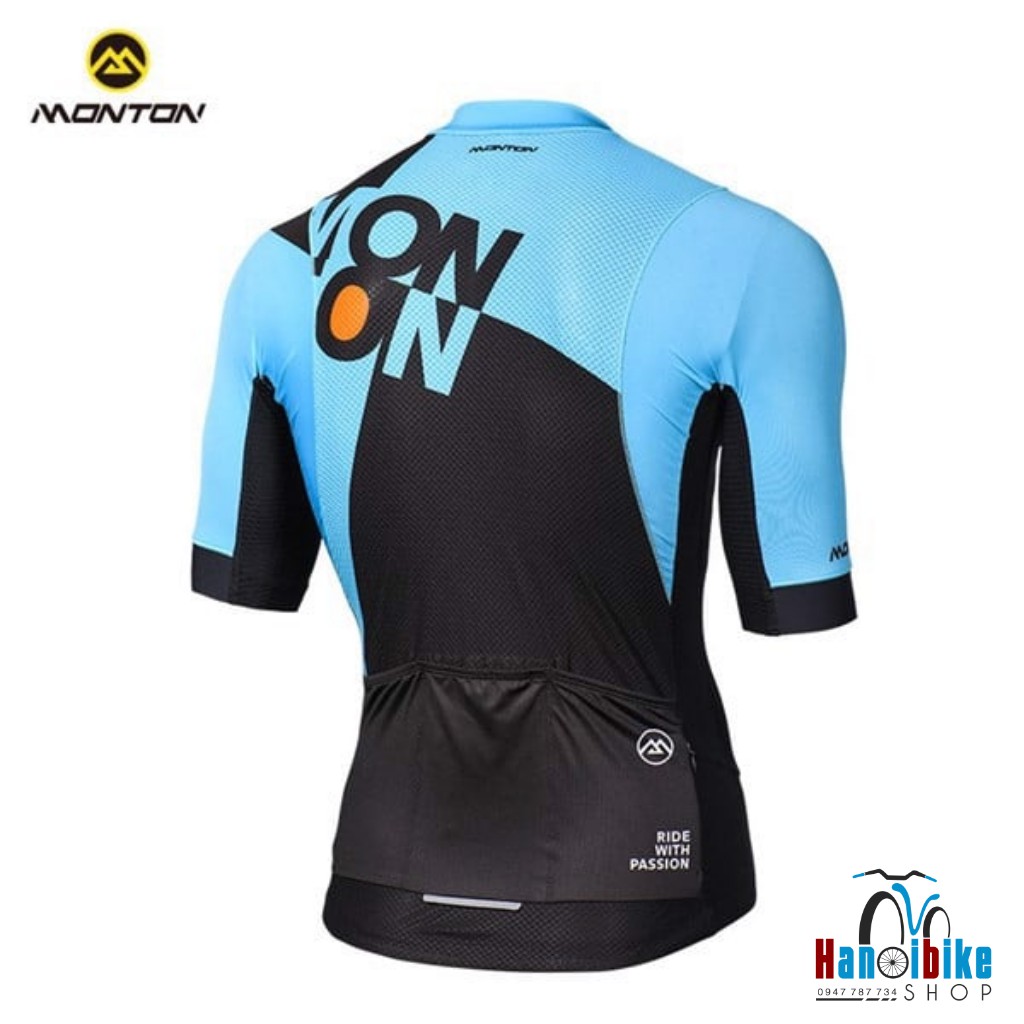 Áo đạp xe ngắn tay Monton checkmate black blue