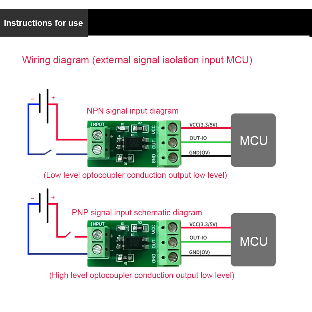 Mô đun pcbfun cách ly quang 3V-5/12/24V 1 kênh