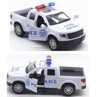 Ô tô cảnh sát mini xe đồ chơi trẻ em bằng sắt chạy cót có âm thanh và đèn