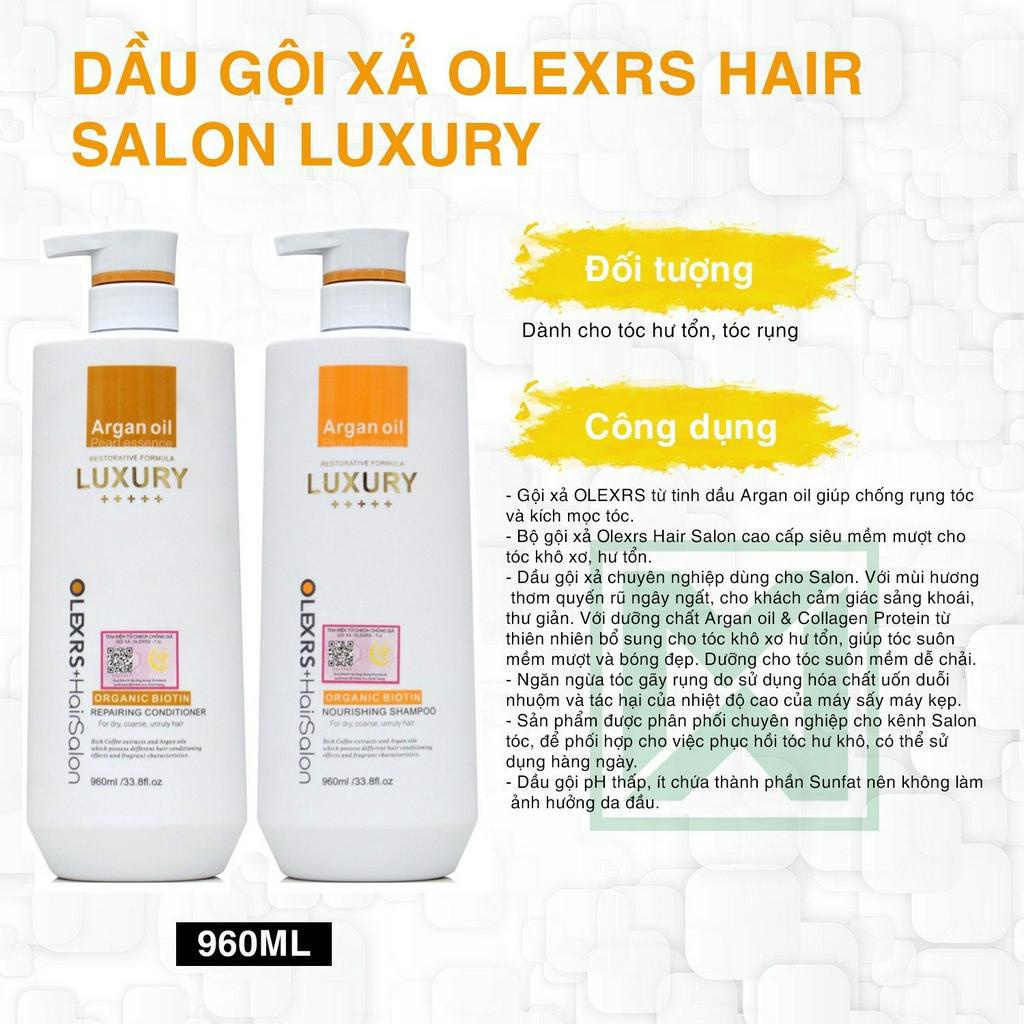 Dầu gội xả phục hồi, chống rụng tóc Olexrs Hair Salon Luxury 960ml mùi mới