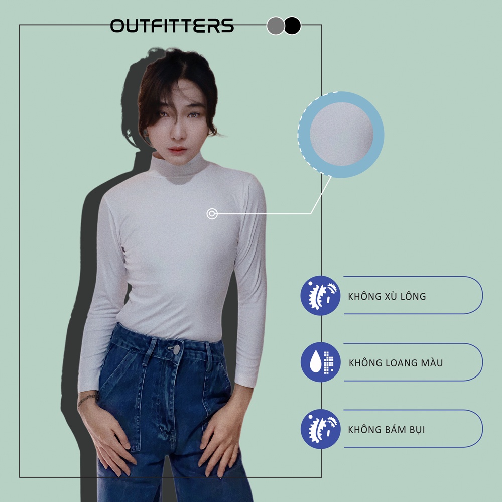 Áo Tay Dài Gân Nữ Outfitters TDS001 Trơn Form Ôm Dáng Thiết Tế Siêu Xinh Chất Vải Compact Cotton