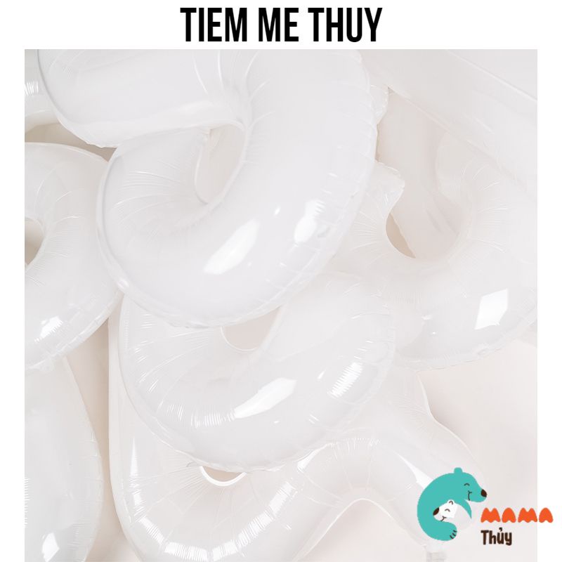 Bóng số trắng phụ kiện trang trí tiệc sinh nhật 80cm