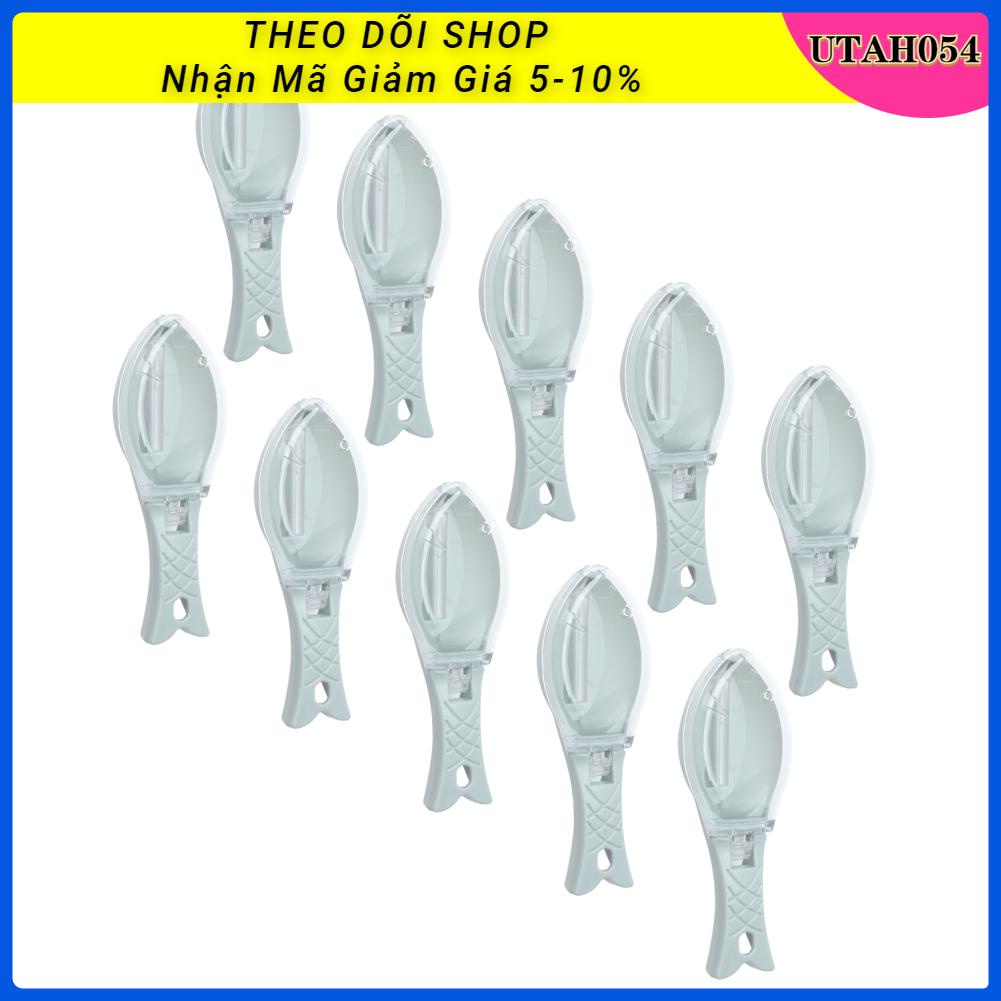 Utah054 10 cái Tẩy vảy cá Cầm tay cầm Có thể treo Nhỏ gọn Bàn chải đánh hiệu quả cho nhà hàng bếp
