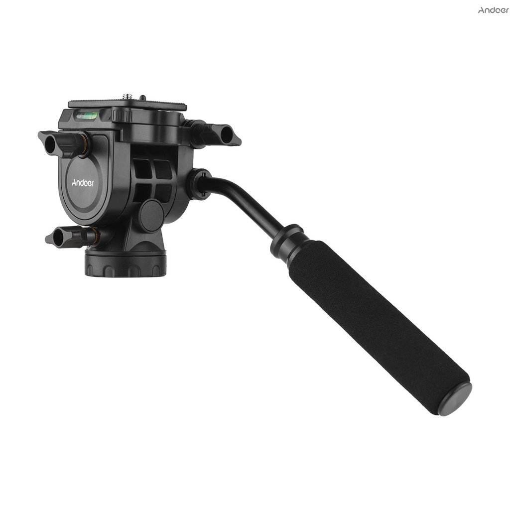 Đầu tròn thủy lực Andoer chịu lực 5kg có tay cầm dành cho camera vít 1 / 4 inch và chân máy 3 / 8 inch