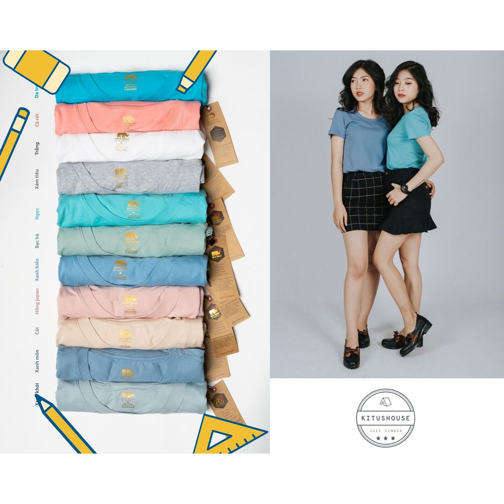 Áo phông NỮ - NHIỀU MÀU trơn Gold Rhino cao cấp, hàng xuất khẩu - FORM CÓ EO