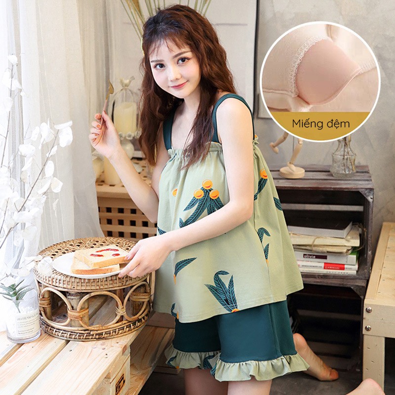 [Mã WA77 giảm 15% đơn 150k] Bộ đồ mặc ở nhà 2 dây cotton siêu dễ thương [BC05] | BigBuy360 - bigbuy360.vn