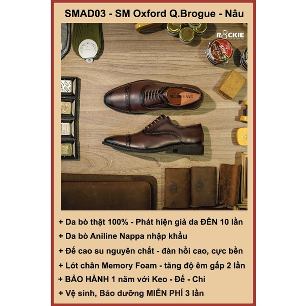 Giày tây nam da thật SM Oxford Q.Brogue - Da nappa nhập khẩu cao cấp - Giả da đền gấp 10 - SMAD03NA - R8ckie