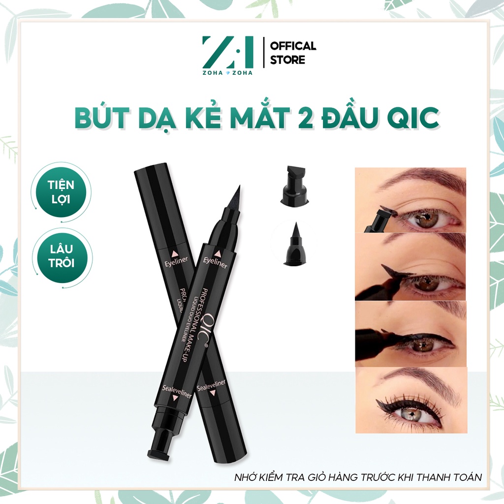 Bút dạ kẻ mắt hai đầu QIC cao cấp không lem không trôi, chống nước hiệu quả và giúp định hình nét kẻ mắt cho makeup nữ