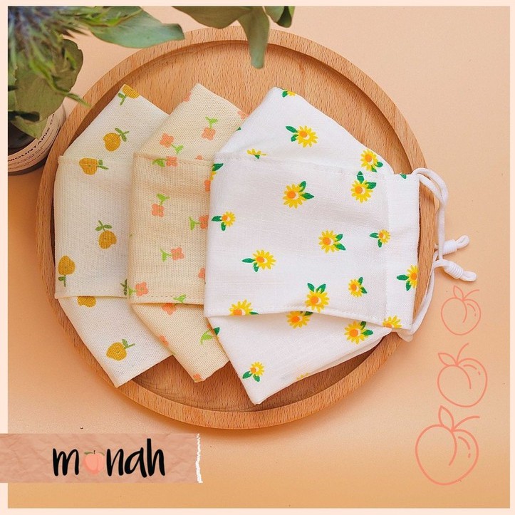 Combo 3 khẩu trang vải kháng khuẩn linen cotton 3 lớp tông trắng hồng xanh cổ điển pastel | BigBuy360 - bigbuy360.vn