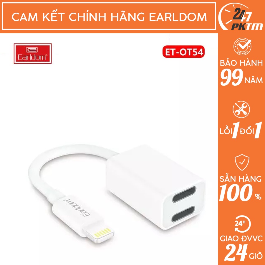 🛑 Chính hãng Earldom 🛑 Jack Chuyển Đổi Iphone Cổng Lightning 2in1 Earldom OT54 Phụ Kiện Thông Minh 247 VN