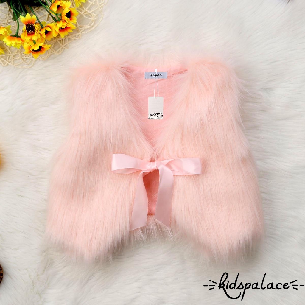 ➤♕❀❤Fashion Baby Girls Kids Winter Warm Toddler Faux Fur Vest Gilet Outerwear Coat Jacket