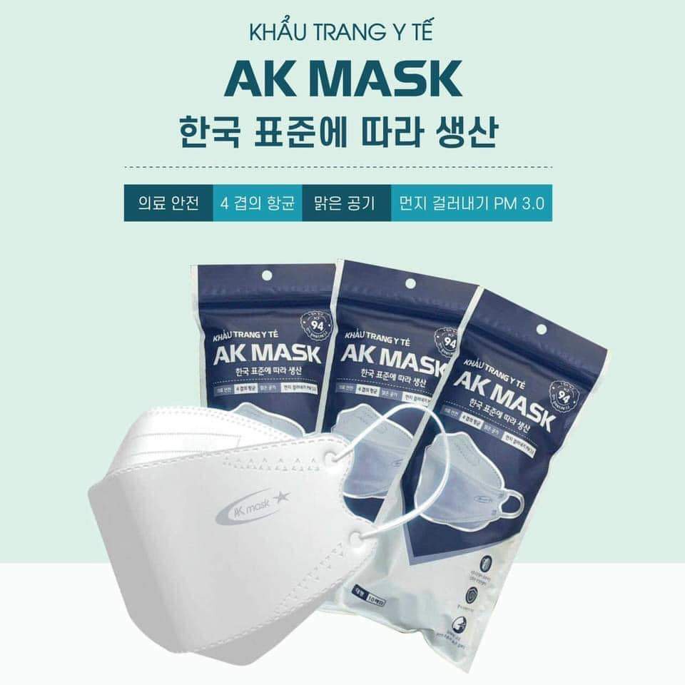 [Thùng 300 cái] Khẩu trang vải KF94 Hàn Quốc AK Mask chính hãng kháng khuẩn