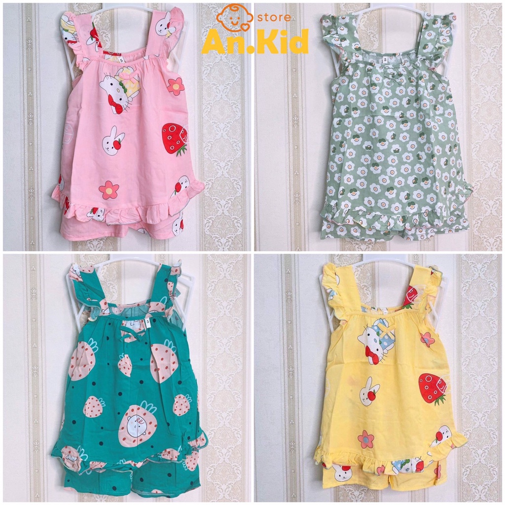 Bộ Tole Lanh Sài Gòn Bé Gái Chất Mát Hoạ Tiêt Siêu Xinh, Đồ Bộ Hai Dây Mặc Nhà Cho Bé Hè - AN.KID