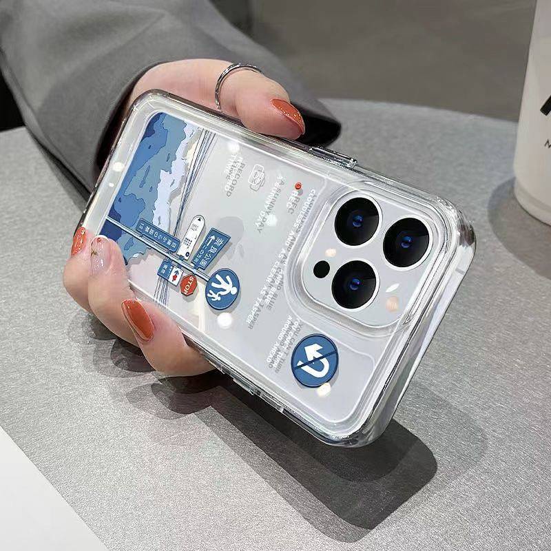 Ốp Điện Thoại Silicon Mềm Trong Suốt Họa Tiết Biển Báo Màu Xanh Dương Cho Iphone 13 12 11 XS XR