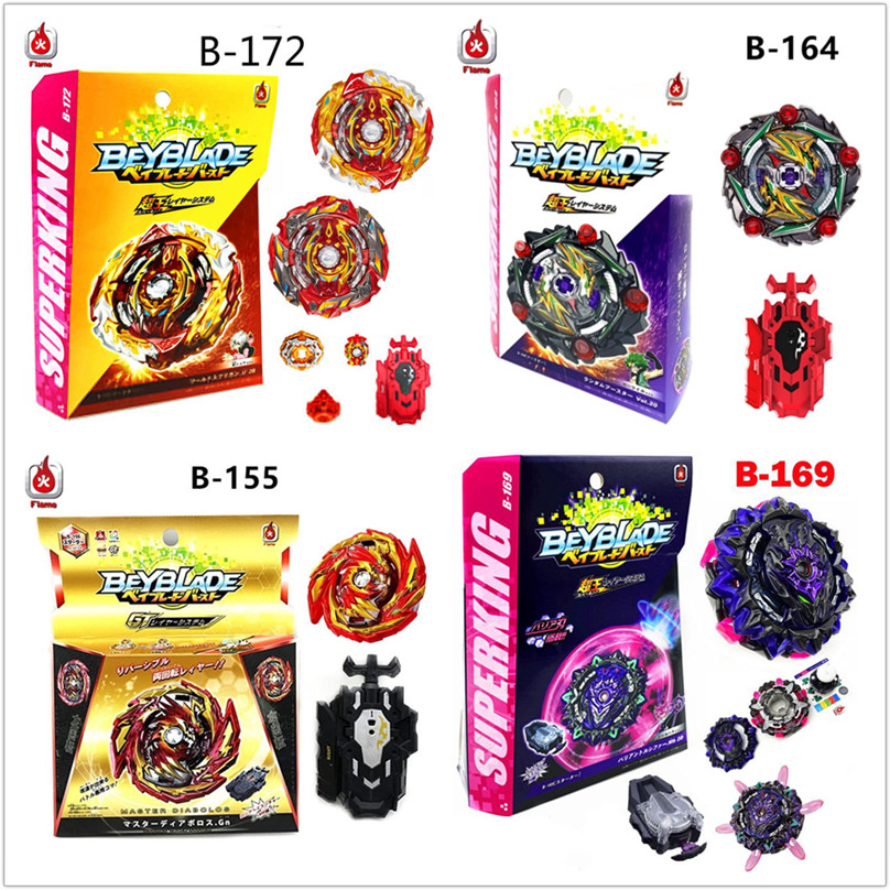 Beyblade Burst B-172 World Spriggan B-163 Booster Brave Valkyrie B-170-01 Death Diabolos Abyss Diabolos B-169 Red and Blue Black Spark B-168 Rage Longinus B-171 Tempest Dragon