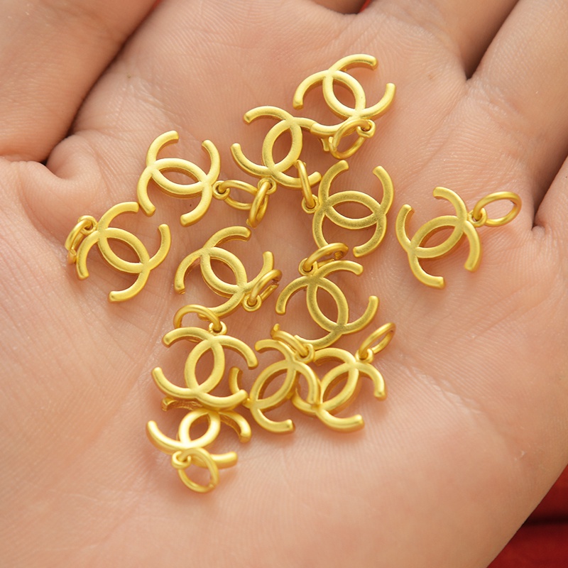 Phụ Kiện Mặt Dây Chuyền Hình Chữ C Đôi Màu Vàng Cát diy