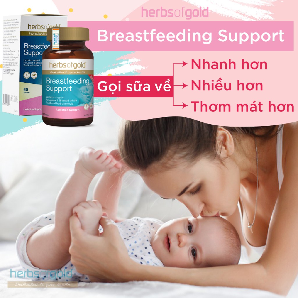 Viên Uống Lợi Sữa Herbs Of Gold Breastfeeding Support Cung Cấp Vitamin, Kích Thích Tuyến Sữa Chính Hãng
