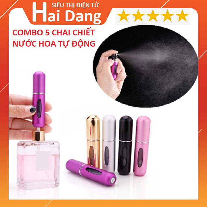 Bộ 5 Lọ Chiết Nước Hoa, Chai Chiết Nước Hoa Mini 5ml Dạng Xịt - Siêu Tiện Dụng