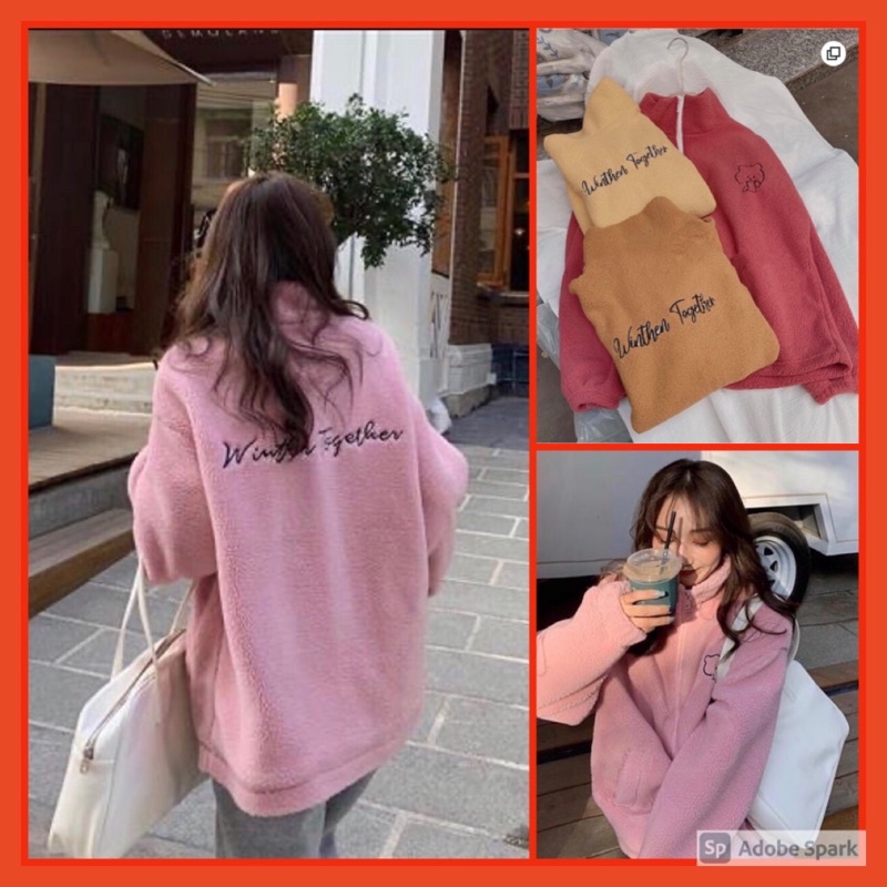 Áo Lông Cổ Cao Chữ Nhỏ  Nữ [FREESHIP]  Sweater form rộng dài tay, hoodie zip nhiều màu thêu đen cá tính Ulzzang