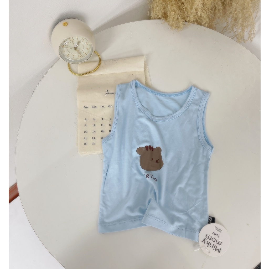 Áo ba lỗ thun lạnh in hình gấu cực đẹp cho bé trai bé gái Namkidshop (QATE460)
