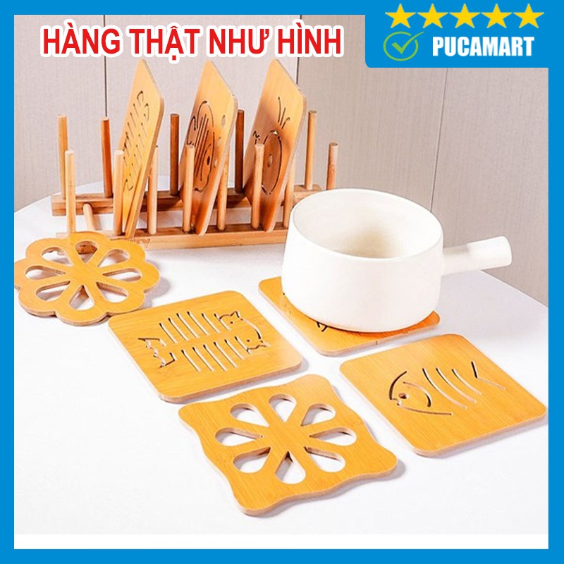 Đế Lót Nồi, Chén Bát Cách Nhiệt Bằng Gỗ Nhiều Hình Ngộ Nghĩnh