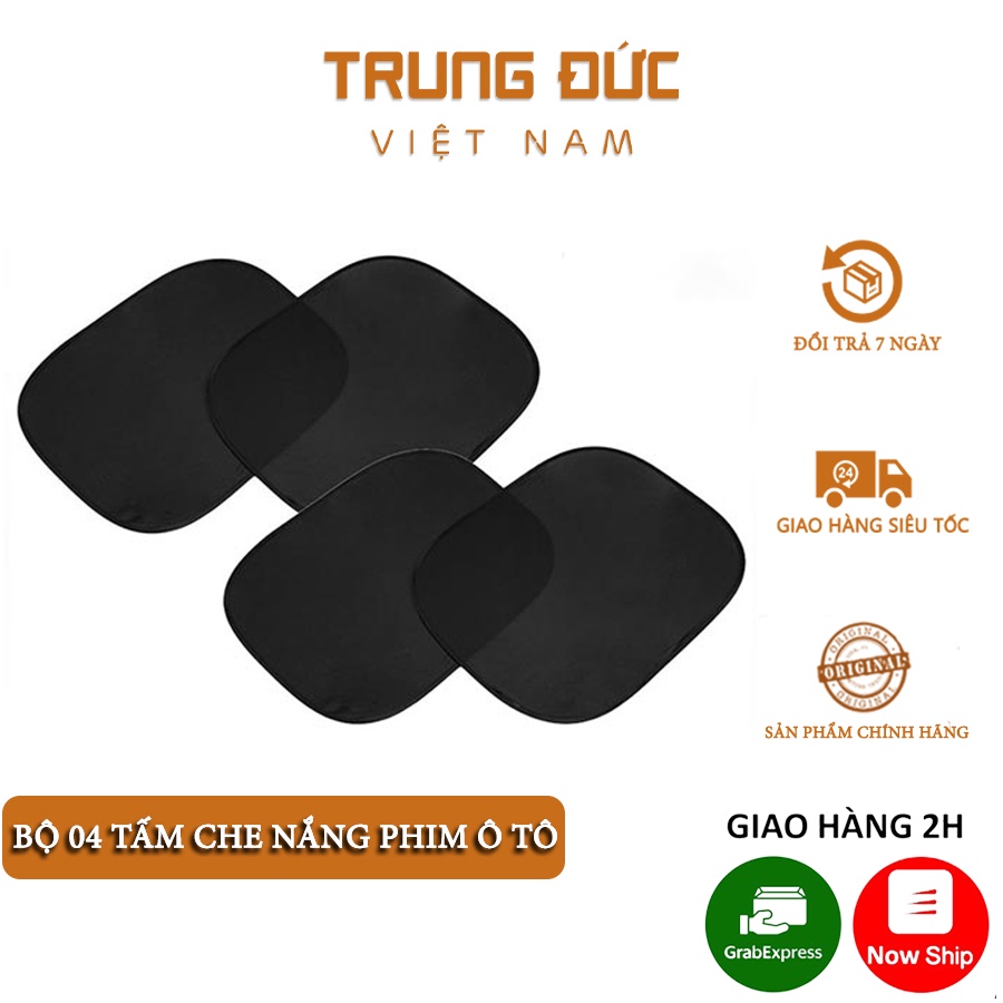 Bộ 4 chắn nắng phim vuông TRUNGDUCVN chất liệu cao su non tĩnh điện cách nhiệt phản quang giúp bảo vệ nội thất xe hơi