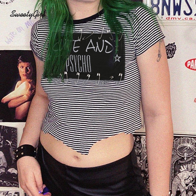 Áo Thun Tay Ngắn Cổ Tròn Họa Tiết Kẻ Sọc Thời Trang Dành Cho Nữ 2022