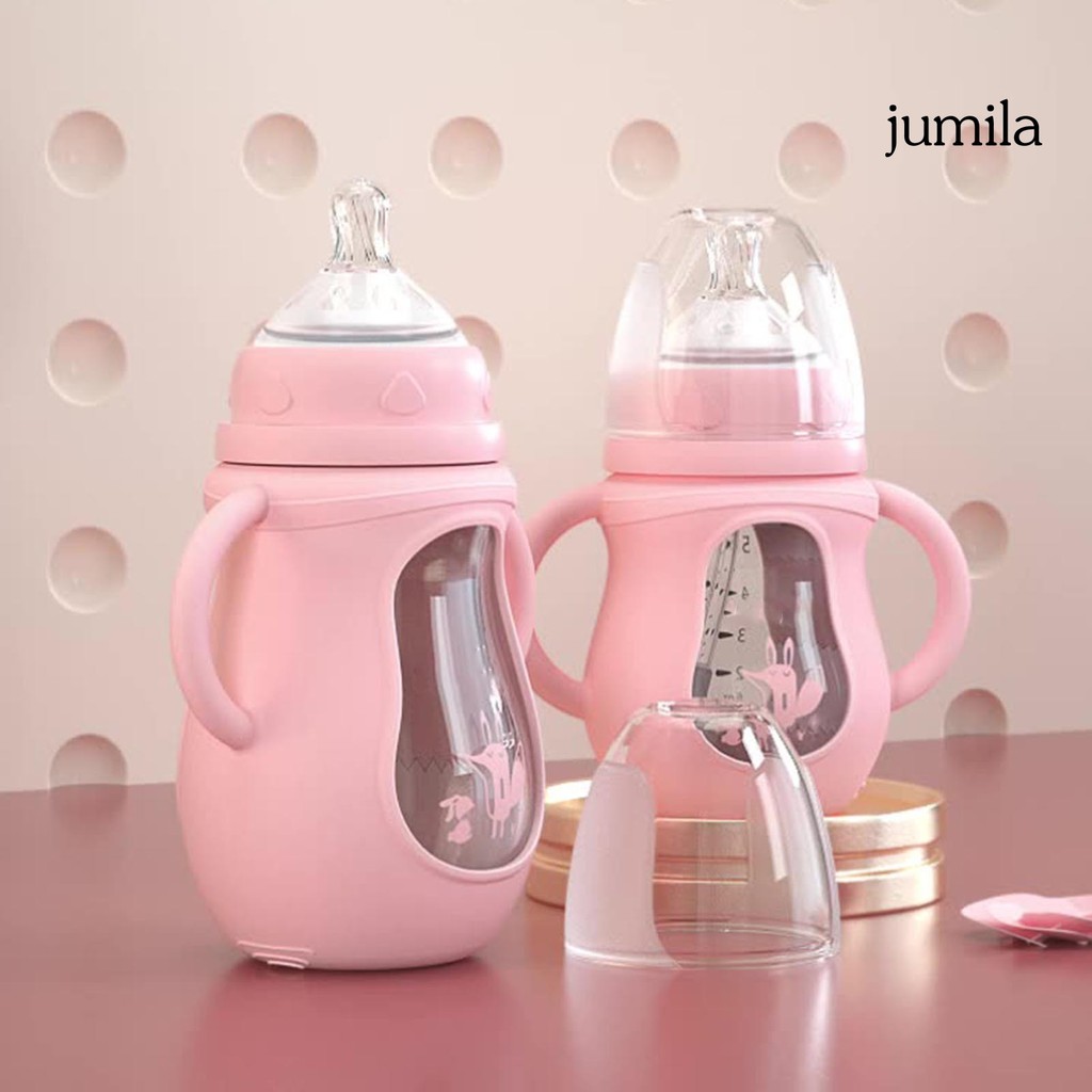 Bình sữa cho bé bằng thủy tinh có ống hút tiện dụng dung tích 150ml / 240ml