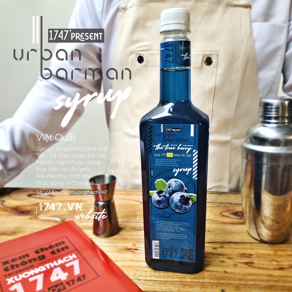 Urban Barman Syrup 1747 - Việt Quất - 730ml - Siro Blueberry