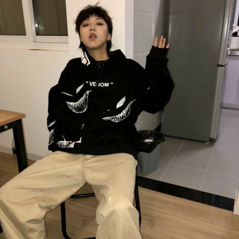 Áo hoodie in Venom kinh dị Form 60kg Unisex