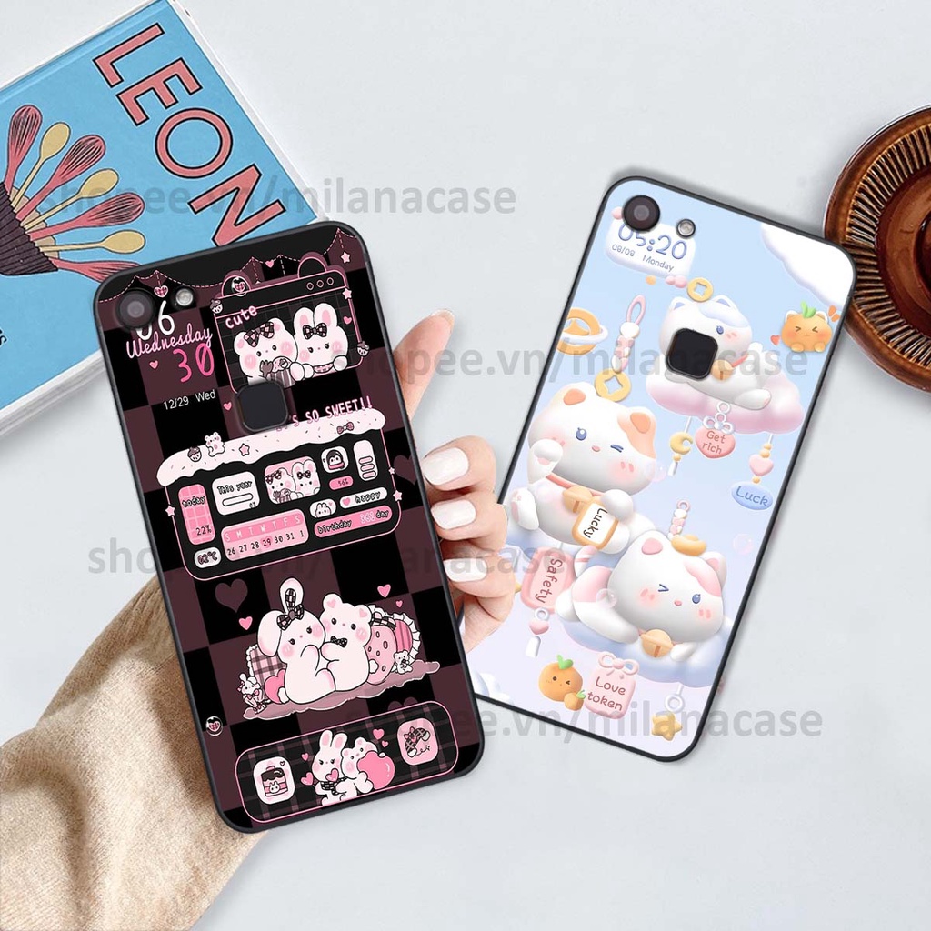 Ốp Vivo V7 / V7 Plus / V7+ hình đồng hồ icon gấu mèo cute cực dễ thương ngộ nghĩnh