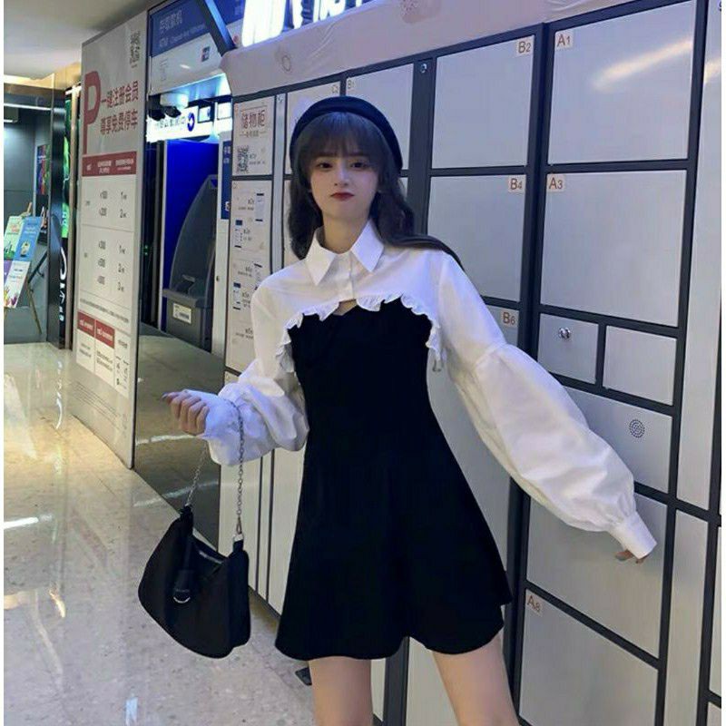 Đầm 2 dây form xòe chất vải borip