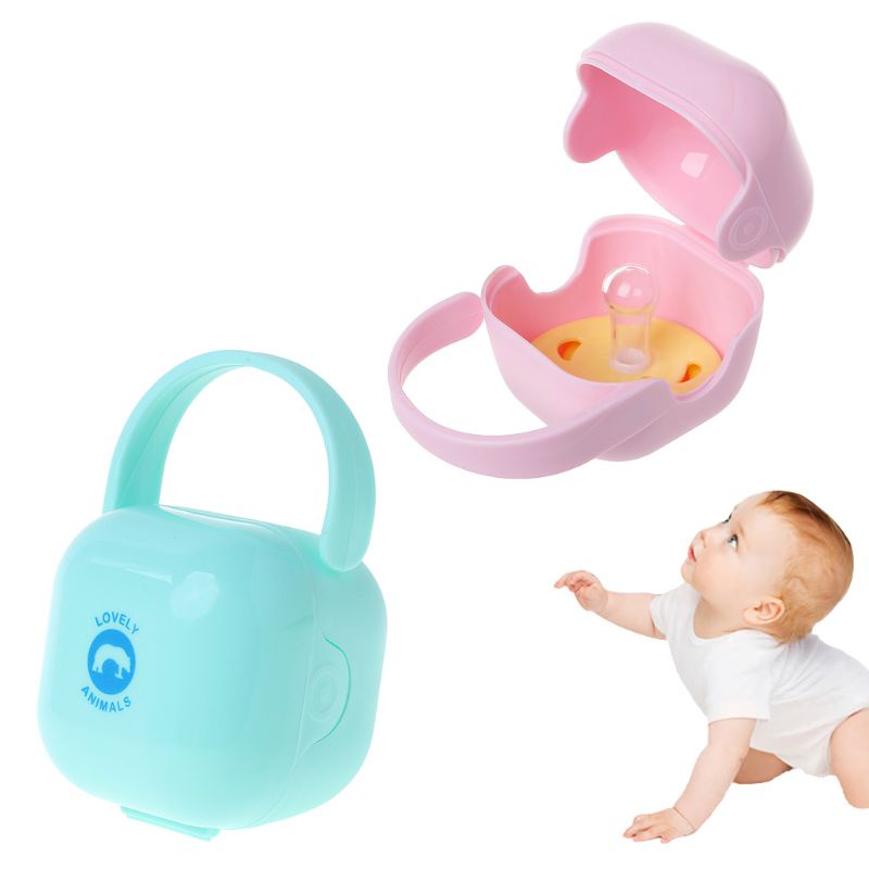 Hộp đựng ti giả có tay cầm chống bụi cho bé sơ sinh