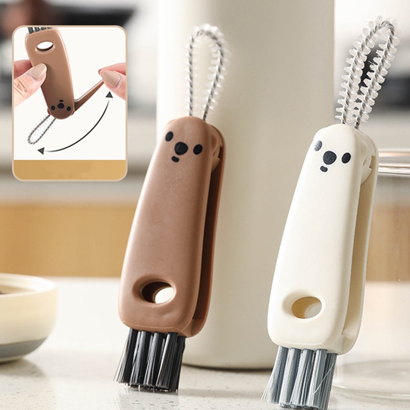 1 Bàn Chải Vệ Sinh Nắp Cốc Bằng Nhựa Có Thể Điều Chỉnh Tiện Dụng