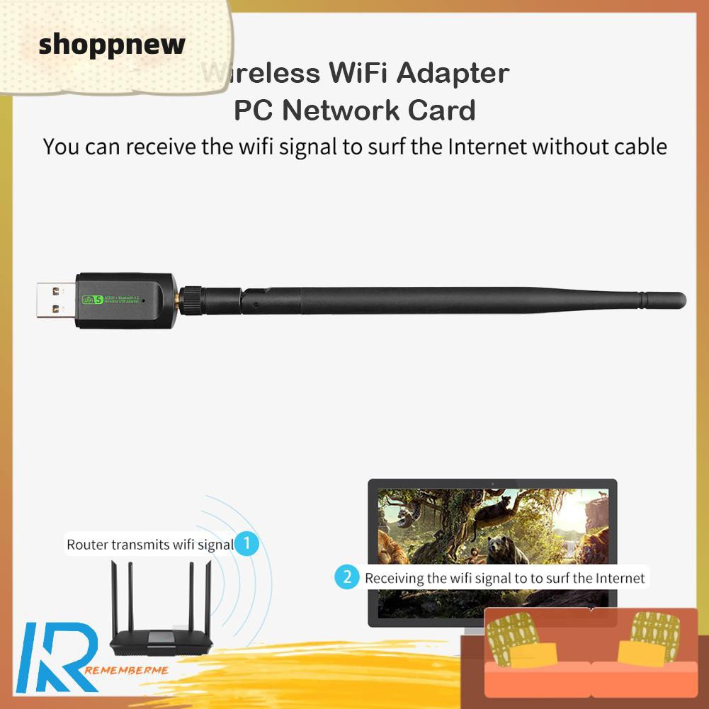 Shoppnew 600Mbps Wireless Network Card USB WiFi Adapter LAN with Bluetooth RTL8821