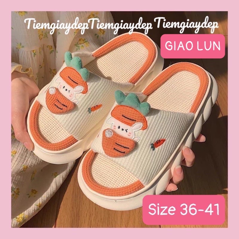 {GIAO NGAY,MUA 3 TẶNG 1 BÁNH MÌ}Dép bông đi trong nhà hình Thỏ Carot(LƯU Ý ẢNH 7)