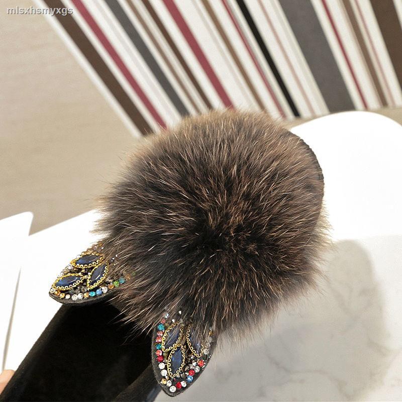 Giày Lười Cotton Phối Nhung Đính Lông Cáo Xinh Xắn Cho Nữ | BigBuy360 - bigbuy360.vn