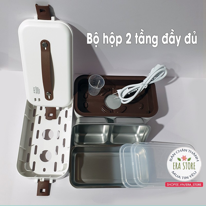 [HÀNG SIÊU TỐT] Hộp cơm cắm điện INOX 304 1-2-3 ngăn nấu hấp tươi ngon tiện lợi tiết kiệm thời gian an toàn cho sức khỏe