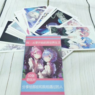 Re:zero móc khóa bookmark postcard card dán pop socket