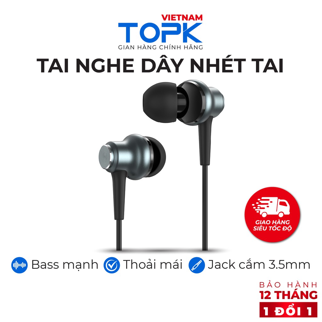 Tai nghe nhét tai có dây TOPK F37 - Âm thanh Stereo Hifi - Jack cắm 3.5mm - Hàng chính hãng - Bảo hành 12 tháng